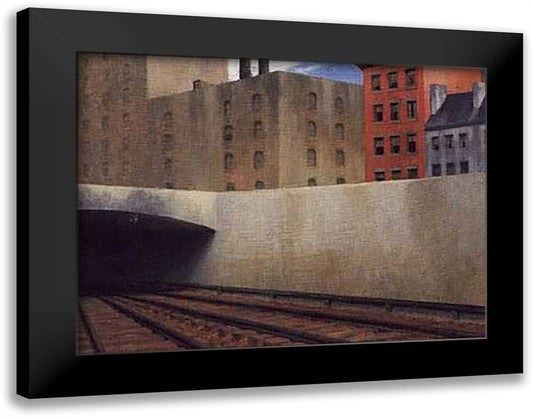 Approaching a City 28x22 Black Modern Wood Framed Art Print Poster by Hopper, Edward