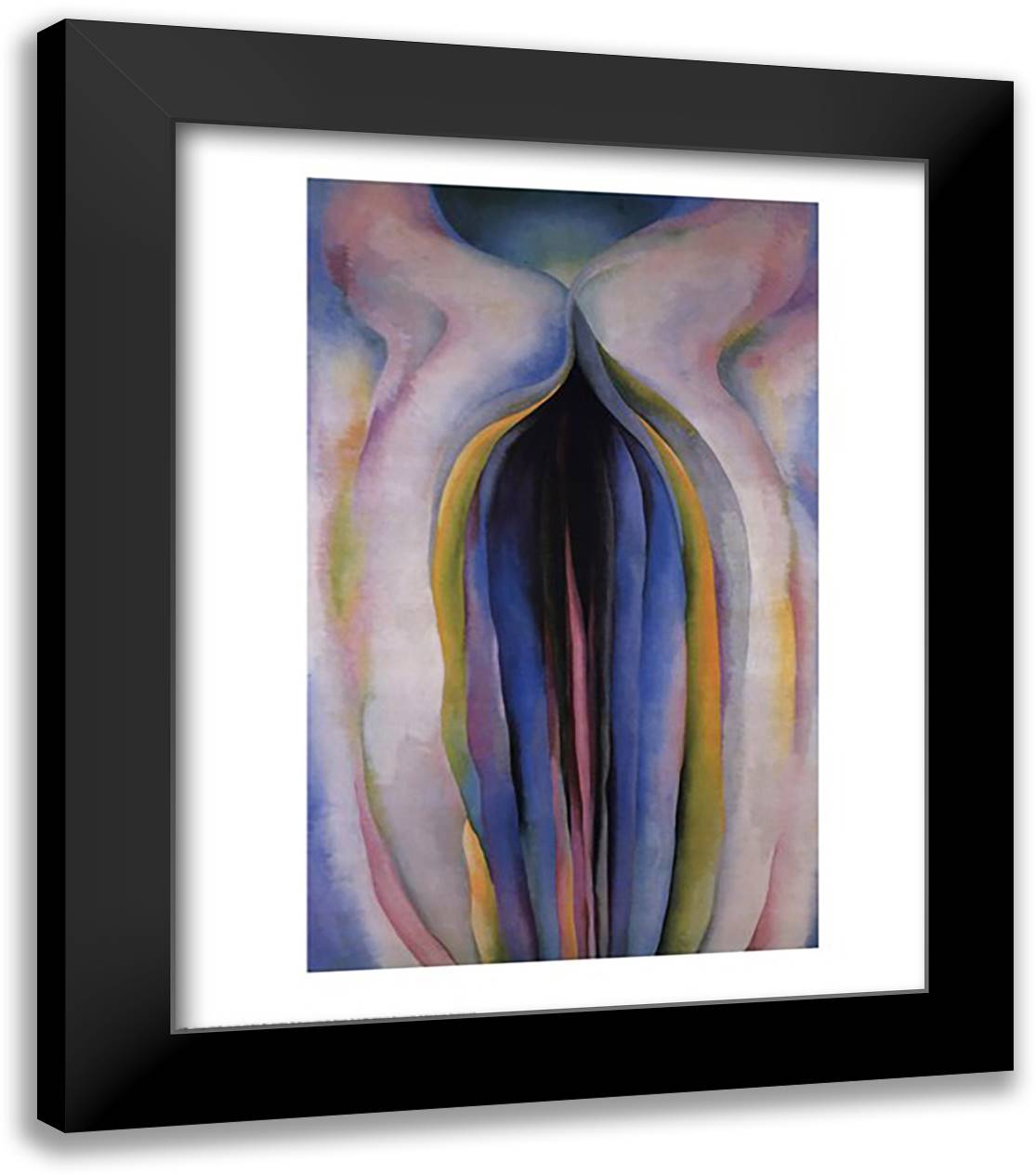 Gray Line with Black, Blue, and Yellow, 1923 26x31 Black Modern Wood Framed Art Print Poster by O'Keeffe, Georgia