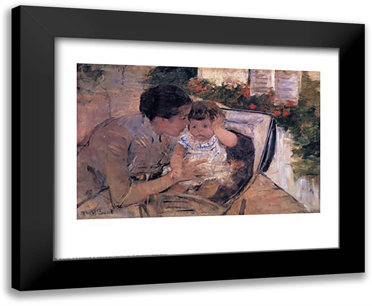 Susan Comforting the Baby 32x26 Black Modern Wood Framed Art Print Poster by Cassatt, Mary