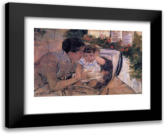 Susan Comforting the Baby 32x26 Black Modern Wood Framed Art Print Poster by Cassatt, Mary