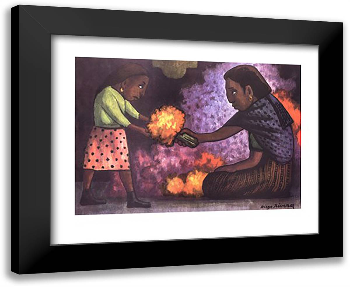 Mother's Helper 32x26 Black Modern Wood Framed Art Print Poster by Rivera, Diego