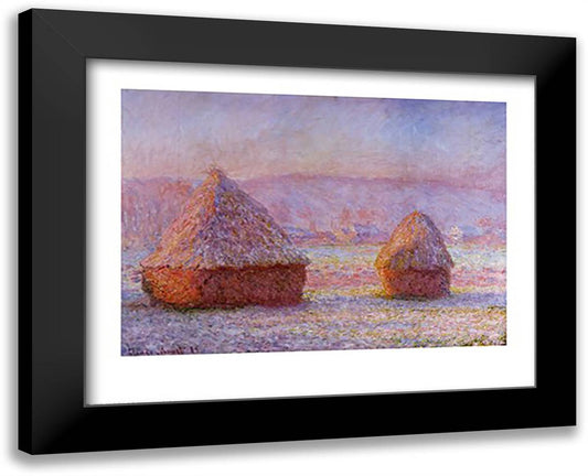 Haystacks '89 32x26 Black Modern Wood Framed Art Print Poster by Monet, Claude
