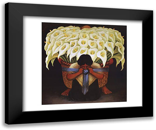 El Vendedor De Alcatraces 31x26 Black Modern Wood Framed Art Print Poster by Rivera, Diego