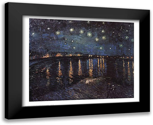 Starry Night over the Rhone, c.1888 32x26 Black Modern Wood Framed Art Print Poster by Van Gogh, Vincent