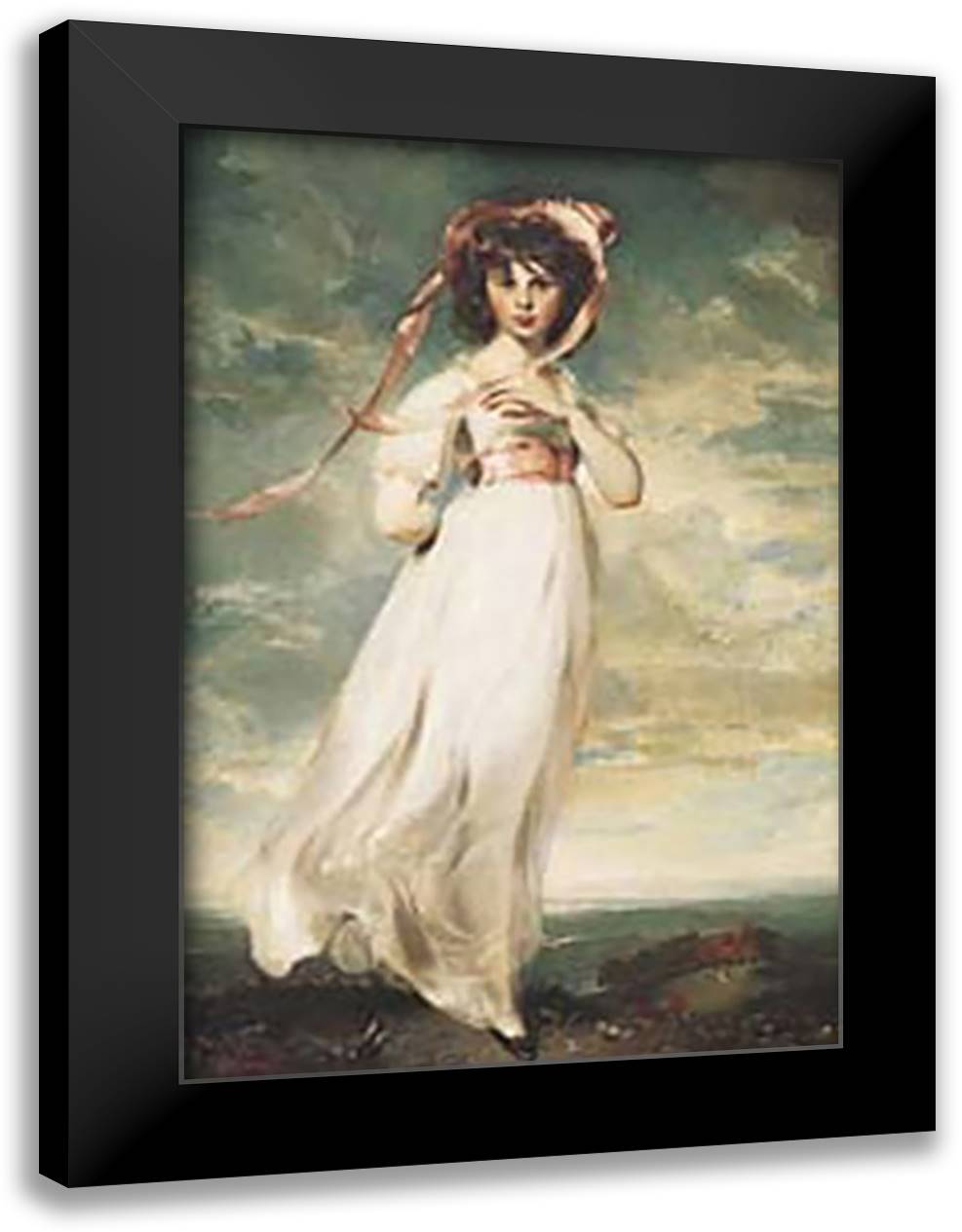 Sir Thomas Lawrence - Pinkie (Sarah Barrett Moulton) Size 20x28 Black Modern Wood Framed Art Print Poster by Lawrence, Sir Thomas