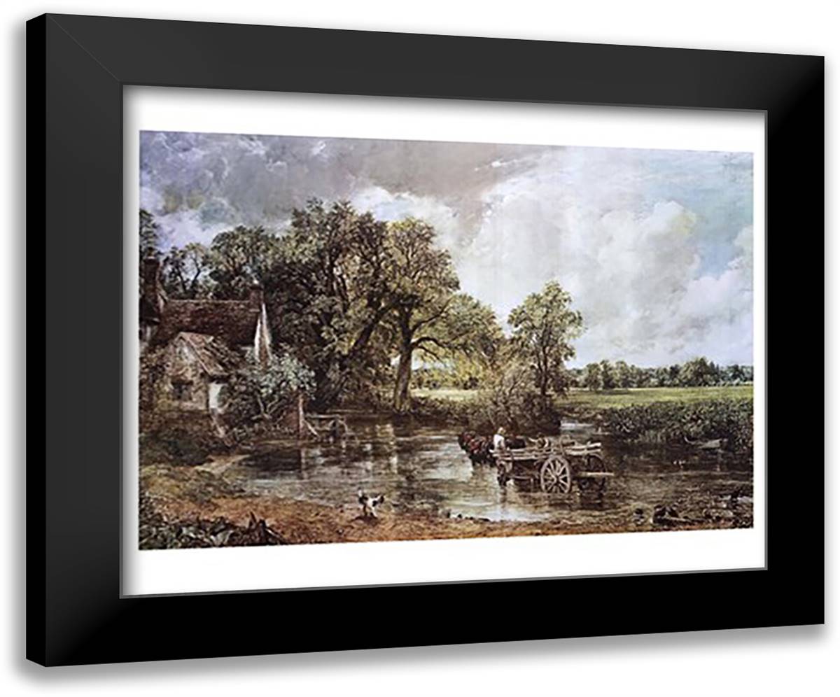 The Haywain 31x26 Black Modern Wood Framed Art Print Poster by Constable, John