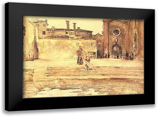 John Singer Sargent - Piazza, Venice Size 15x12 Black Modern Wood Framed Art Print Poster by Sargent, John Singer