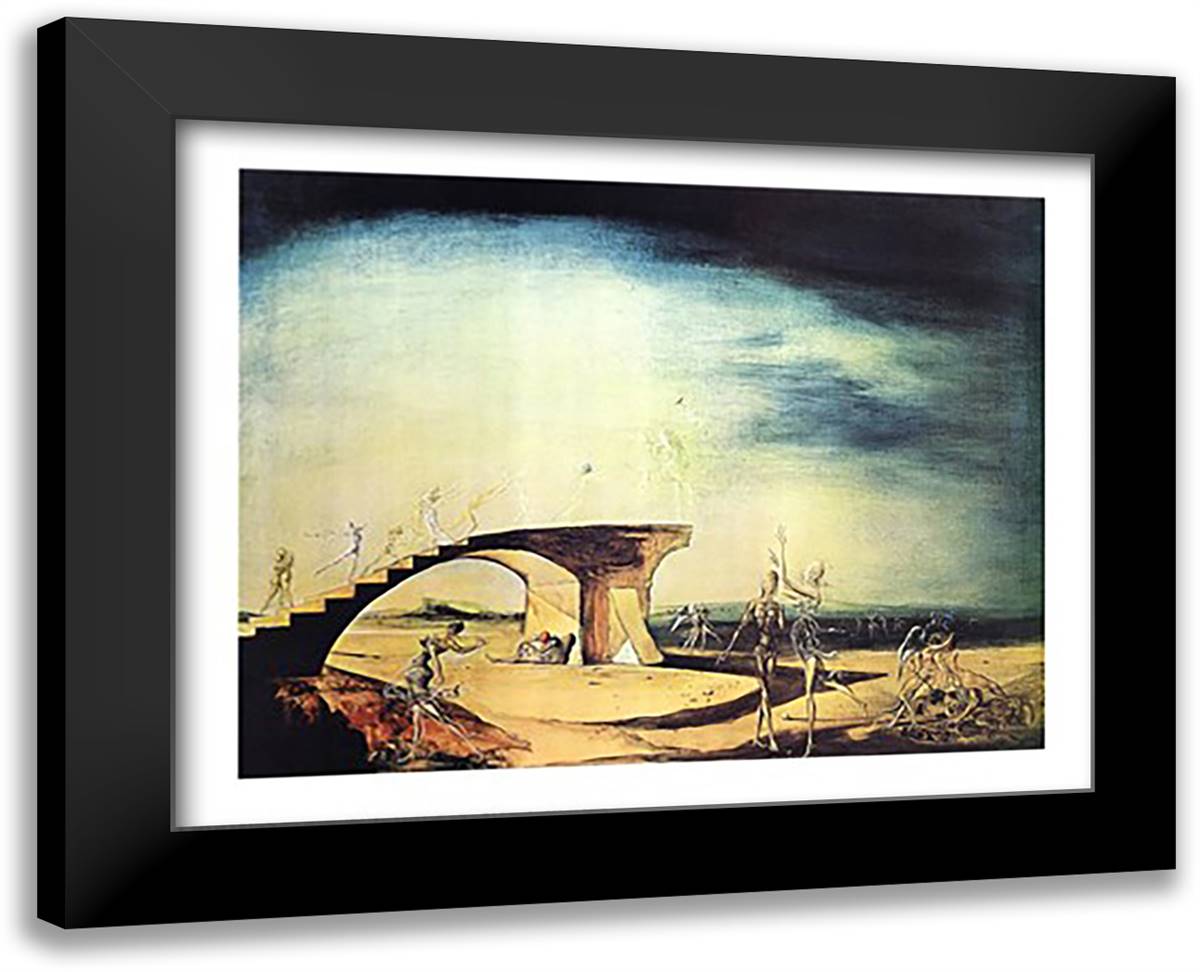 The Broken Bridge of the Dream, c.1945 32x26 Black Modern Wood Framed Art Print Poster by Dali, Salvador