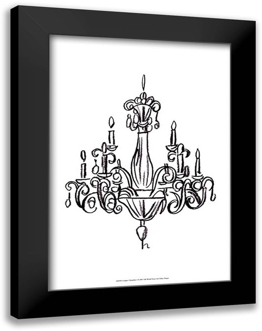 Graphic Chandelier I 17x23 Black Modern Wood Framed Art Print Poster by Harper, Ethan