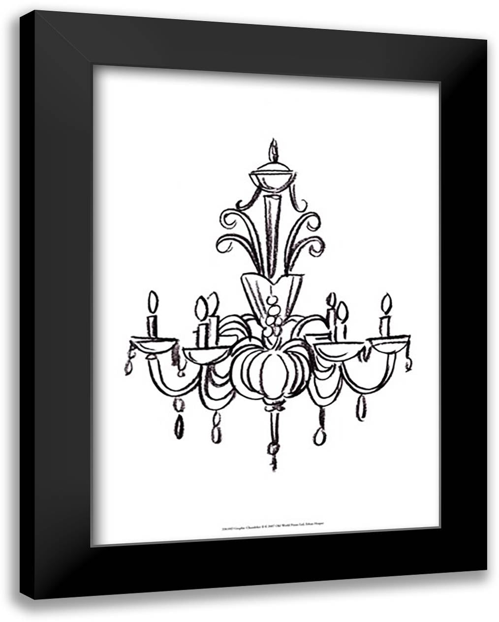 Graphic Chandelier II 17x23 Black Modern Wood Framed Art Print Poster by Harper, Ethan