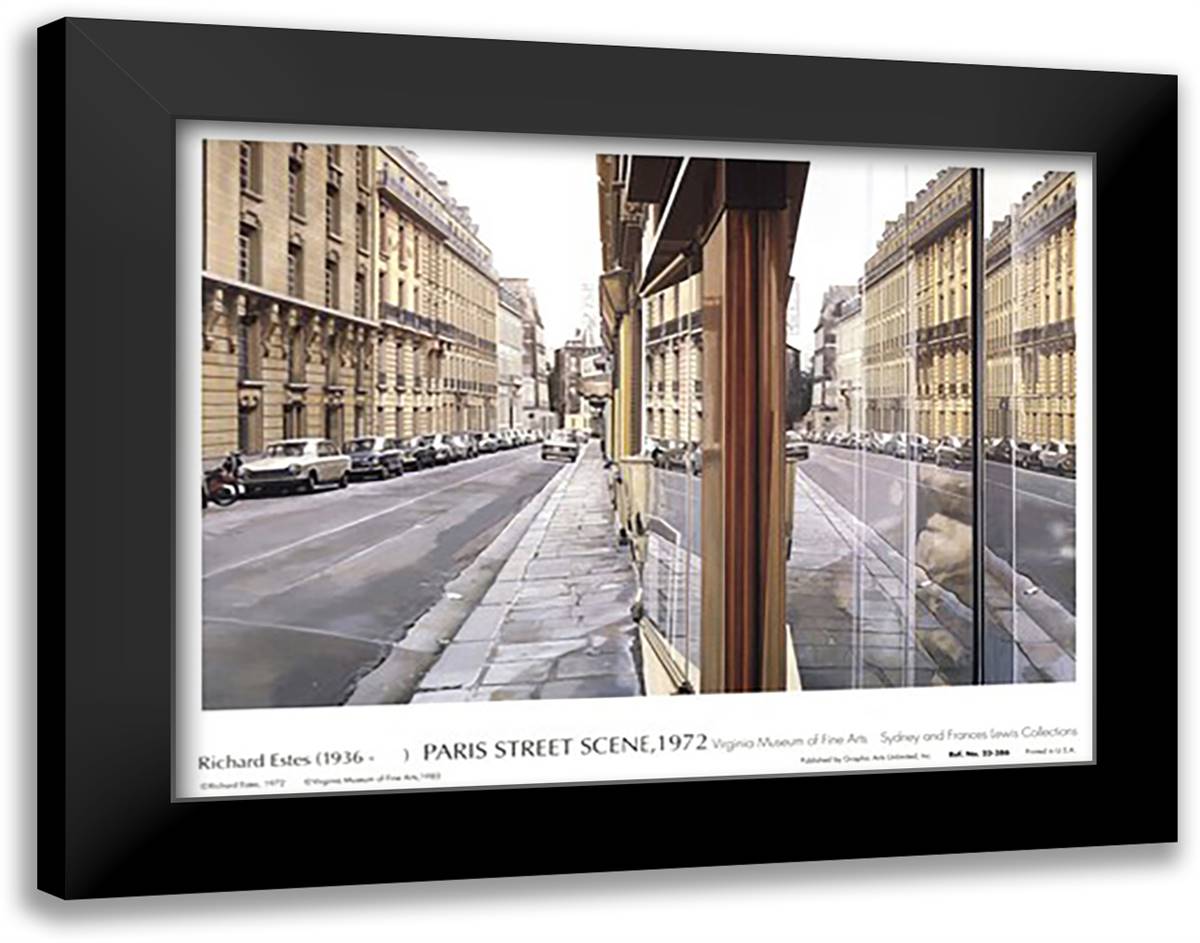 Paris Street Scene 17x14 Black Modern Wood Framed Art Print Poster by Estes, Richard