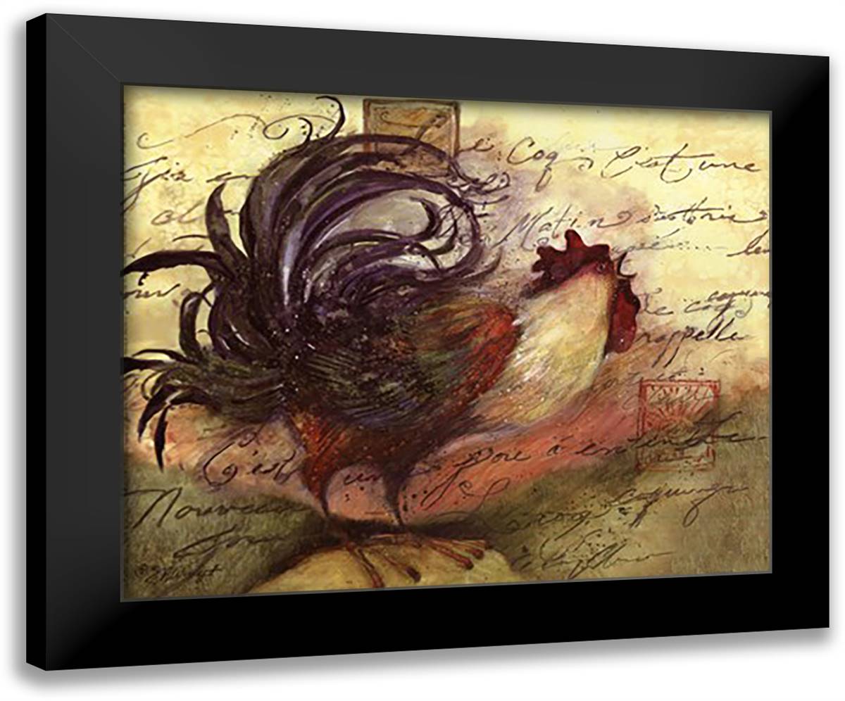 Le Rooster III 14x12 Black Modern Wood Framed Art Print Poster by Winget, Susan