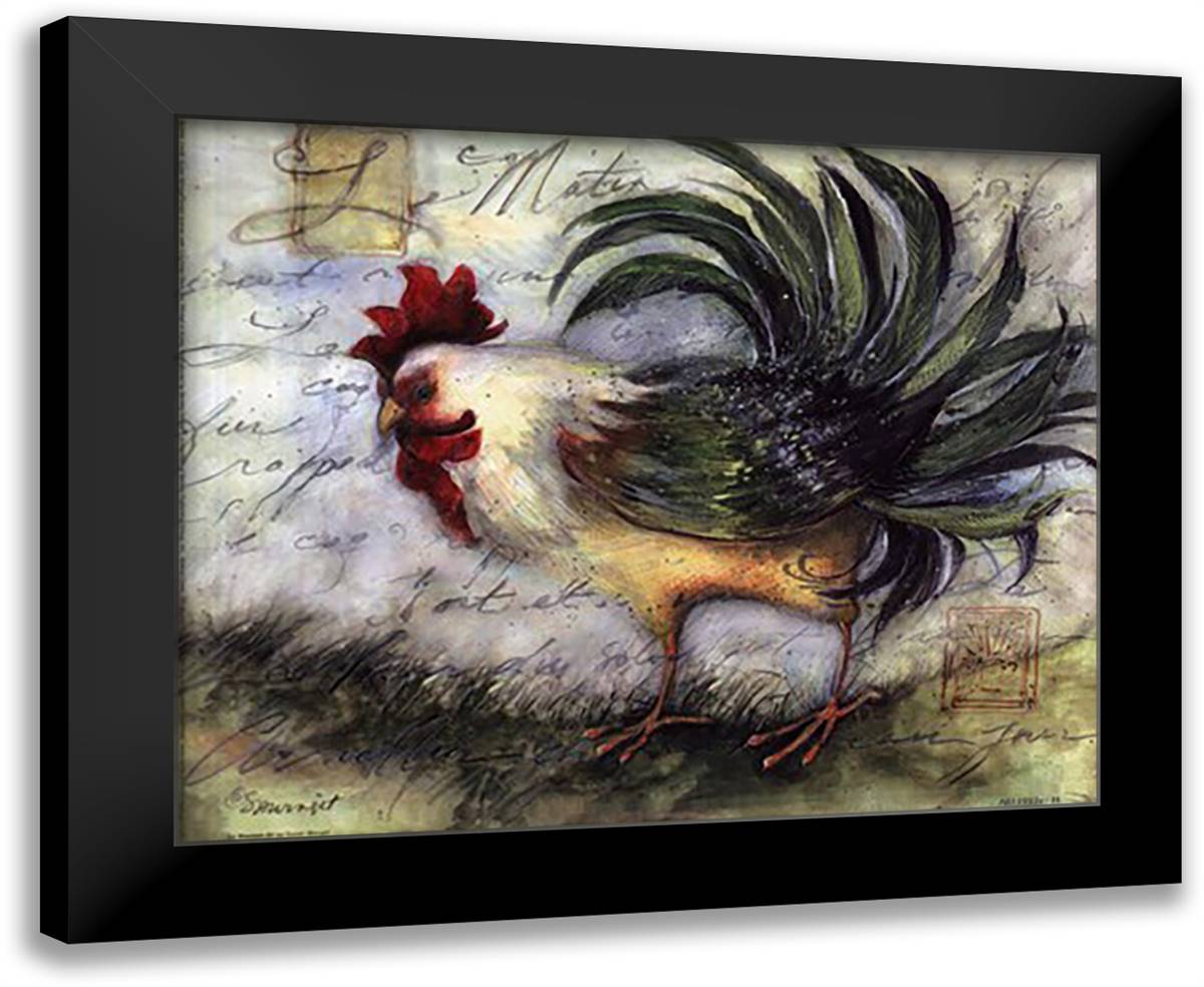 Le Rooster IV 14x12 Black Modern Wood Framed Art Print Poster by Winget, Susan