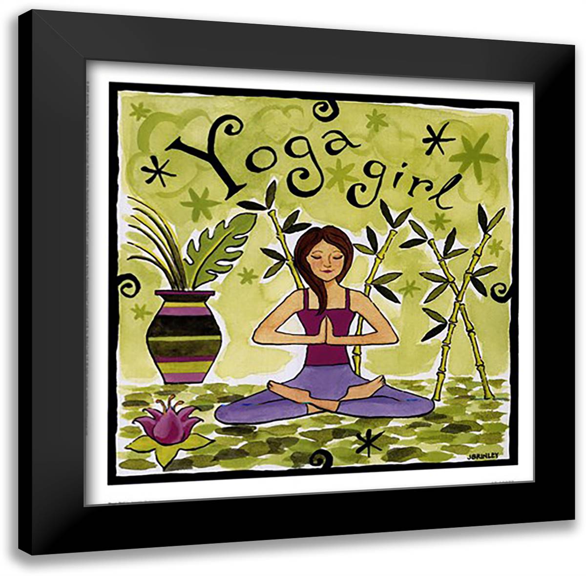 Yoga Girl 14x14 Black Modern Wood Framed Art Print Poster by Brinley, Jennifer