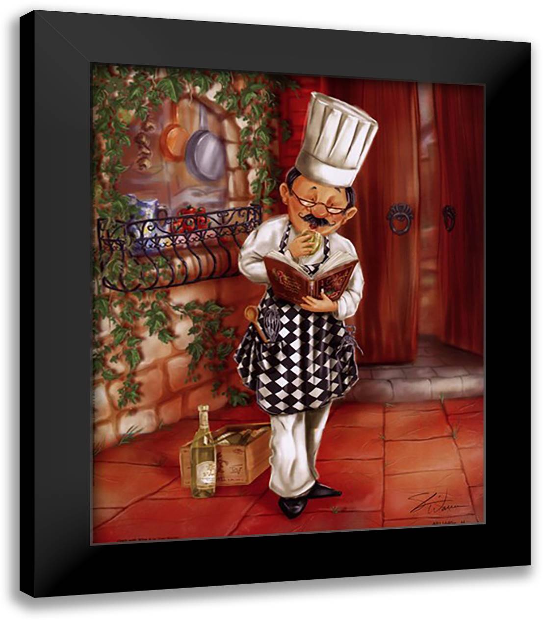 Chefs With Wine II 12x14 Black Modern Wood Framed Art Print Poster by Warren, Shari