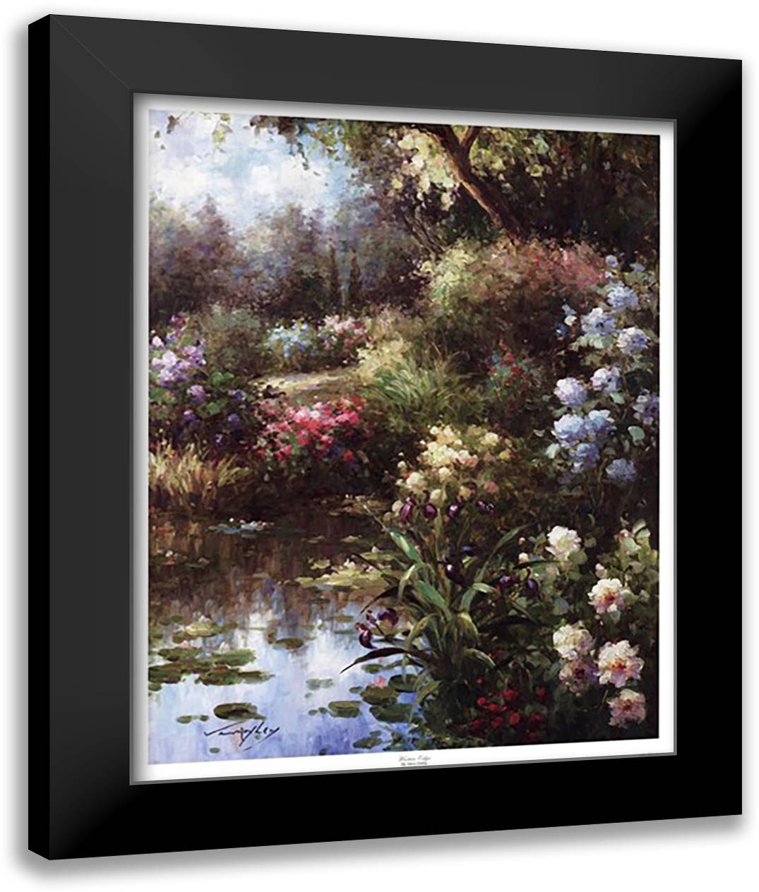 Waters Edge 17x21 Black Modern Wood Framed Art Print Poster by Oxley, Vera