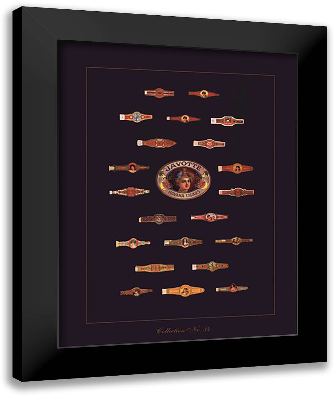 Cigar Band No34 22x28 Black Modern Wood Framed Art Print Poster