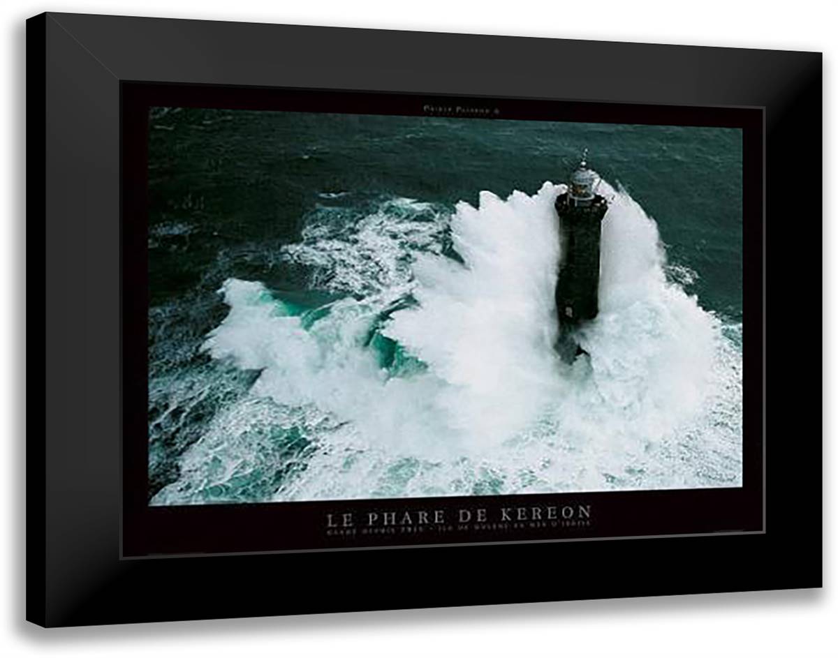 Le Phare De Kereon 20x16 Black Modern Wood Framed Art Print Poster by Plisson, Philip