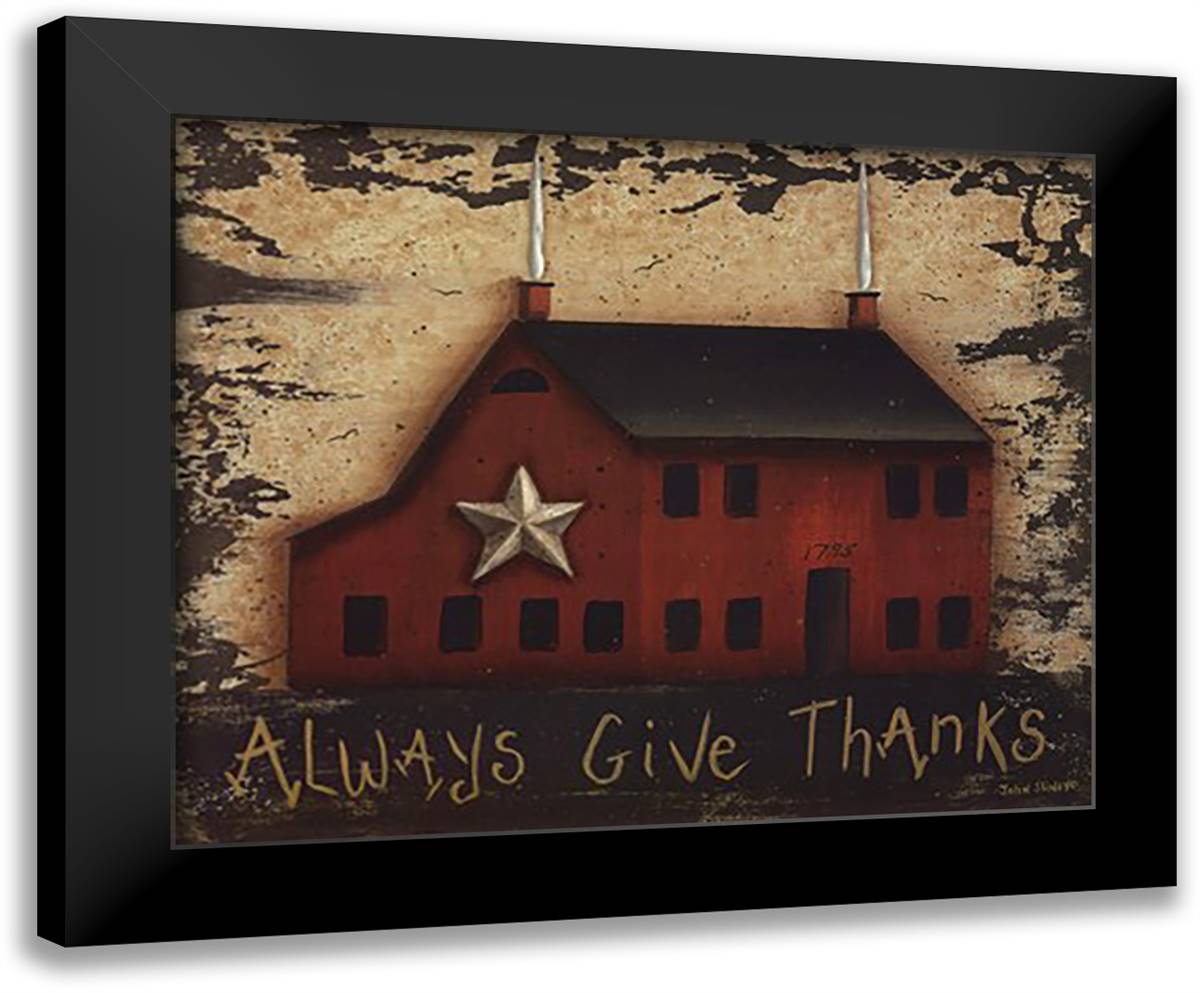 Always GiveThanks 24x20 Black Modern Wood Framed Art Print Poster by Sliney, John