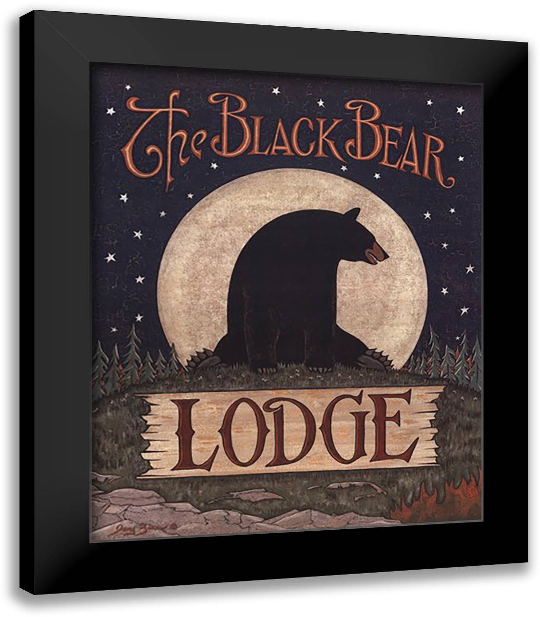 The Black Bear Lodge 20x24 Black Modern Wood Framed Art Print Poster by Zinn, Jay