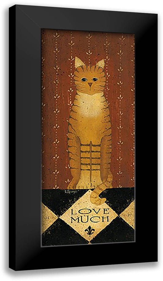 Love Much Cat 12x24 Black Modern Wood Framed Art Print Poster by Spivey, Linda