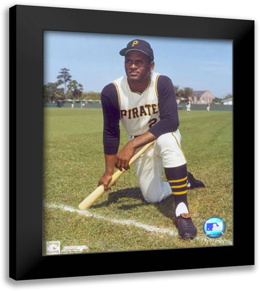 Roberto Clemente 20x24 Black Modern Wood Framed Art Print Poster