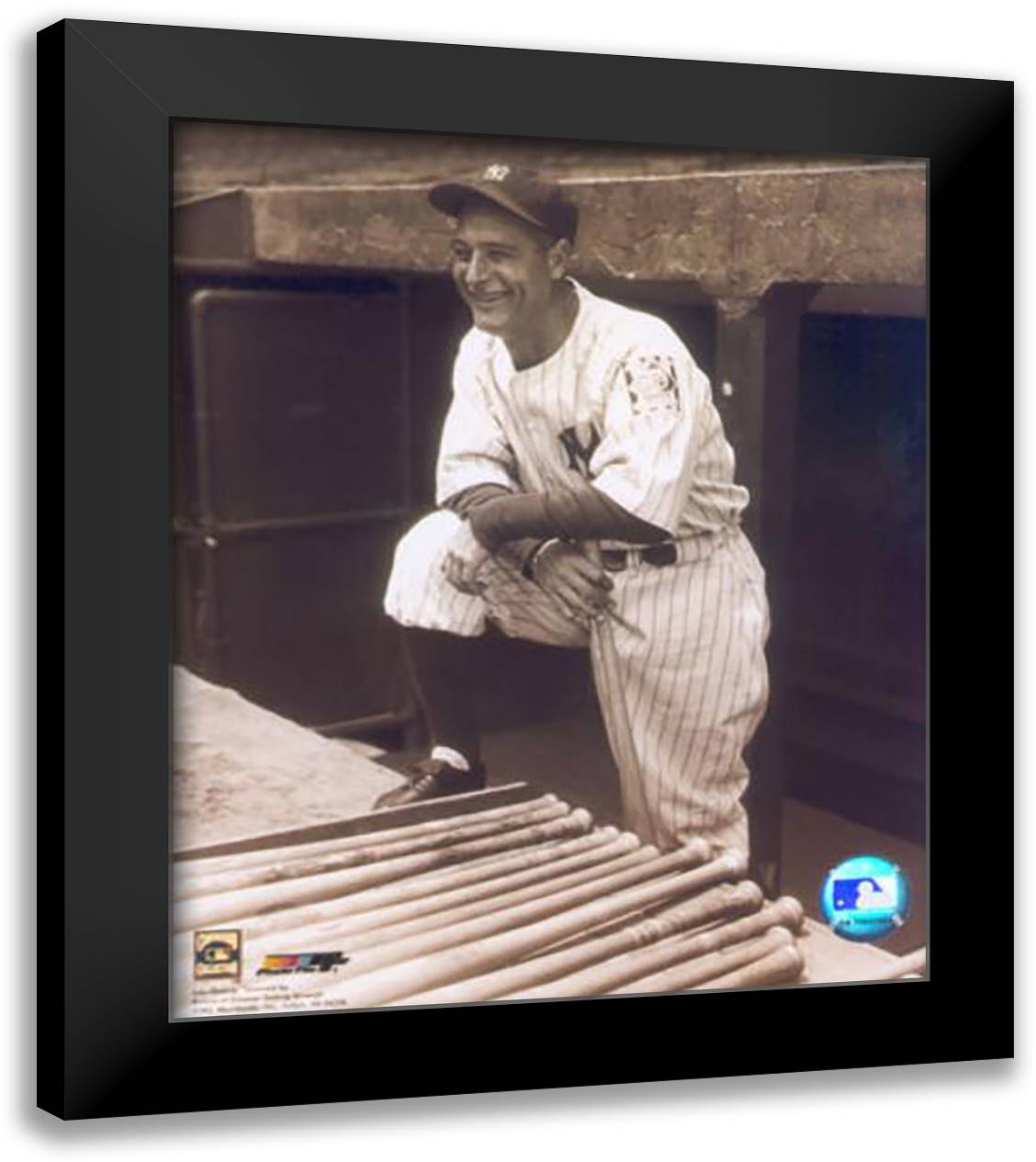 Lou Gehrig 20x24 Black Modern Wood Framed Art Print Poster