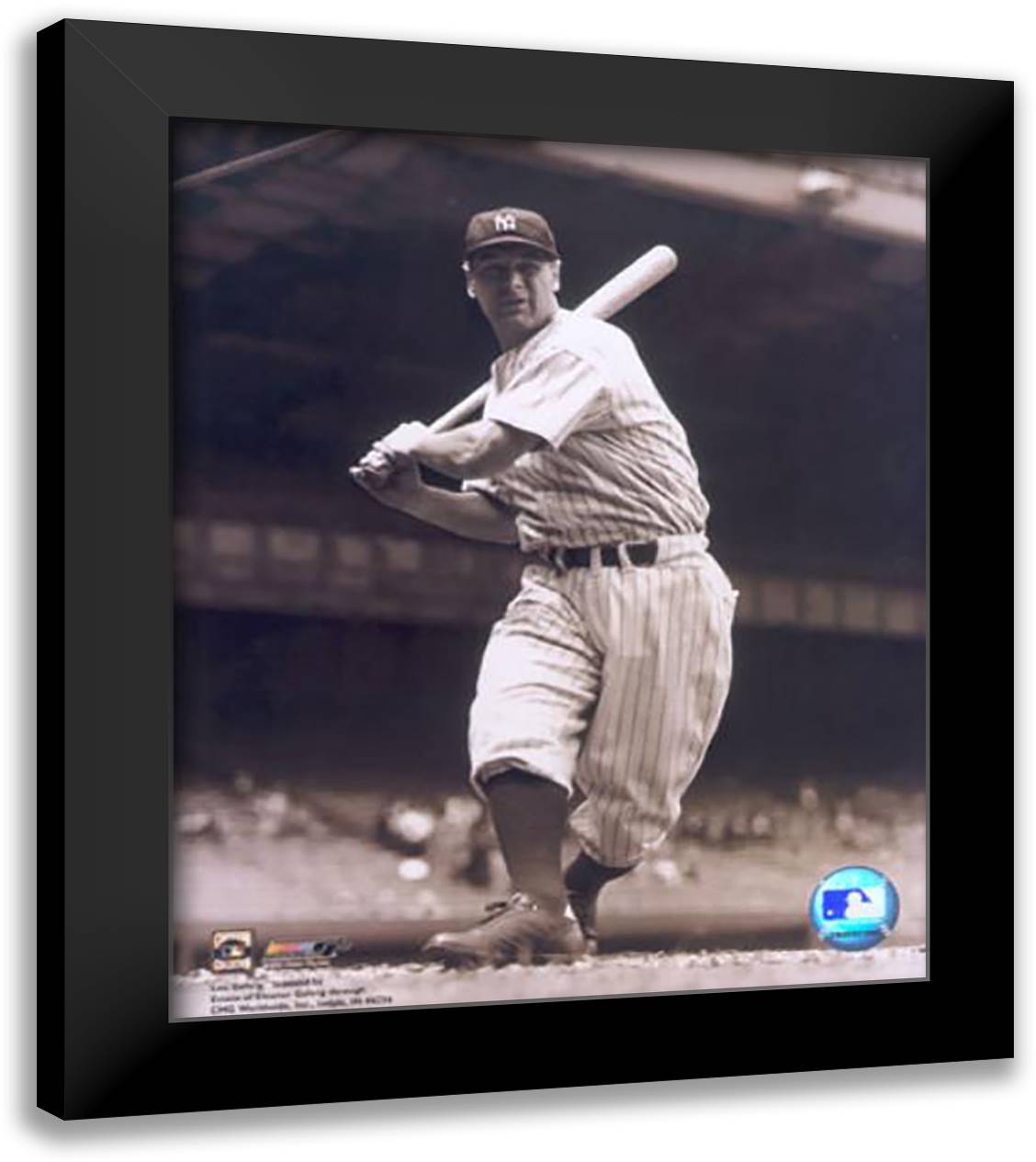 Lou Gehrig 20x24 Black Modern Wood Framed Art Print Poster