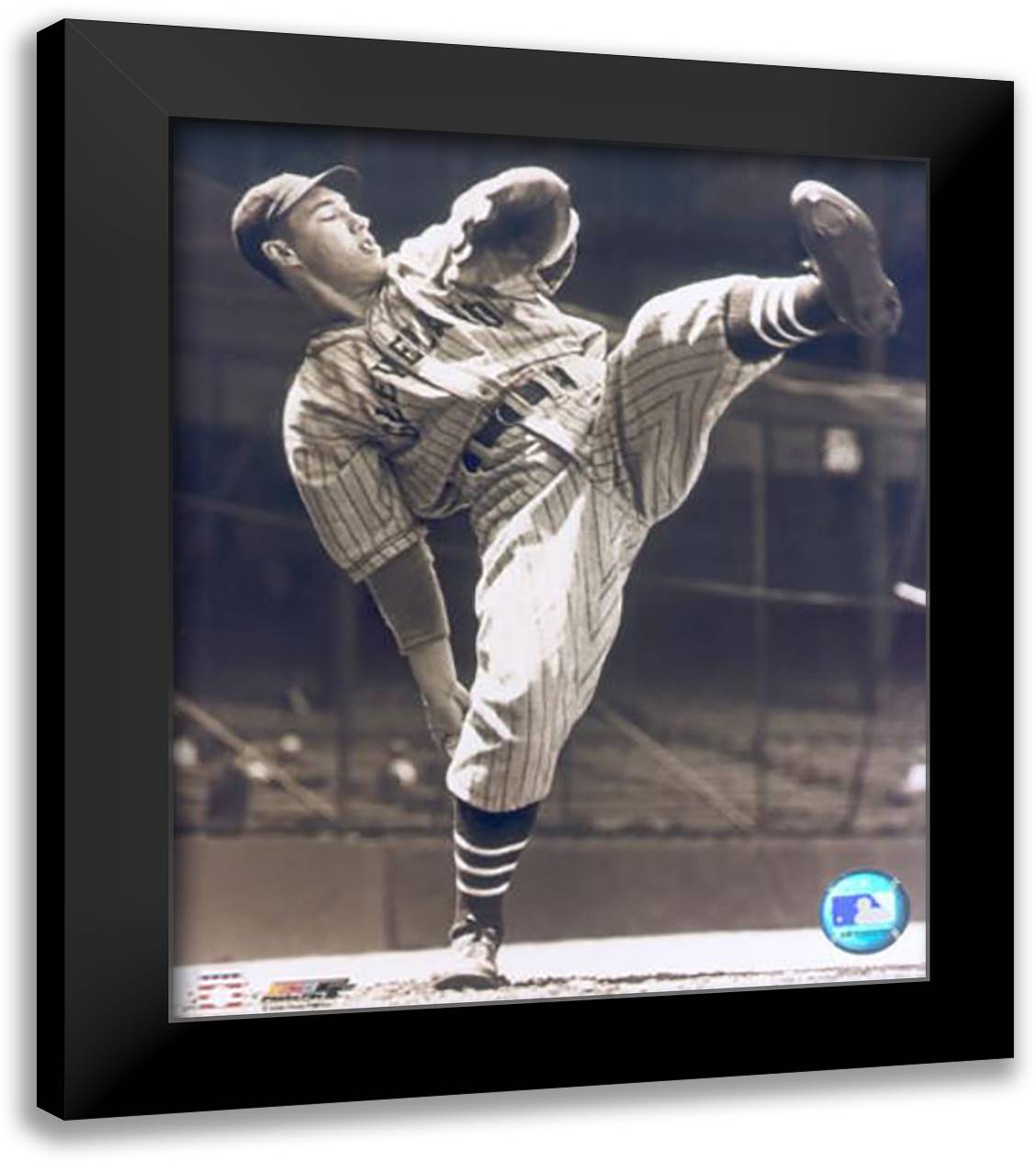 Bob Feller 20x24 Black Modern Wood Framed Art Print Poster