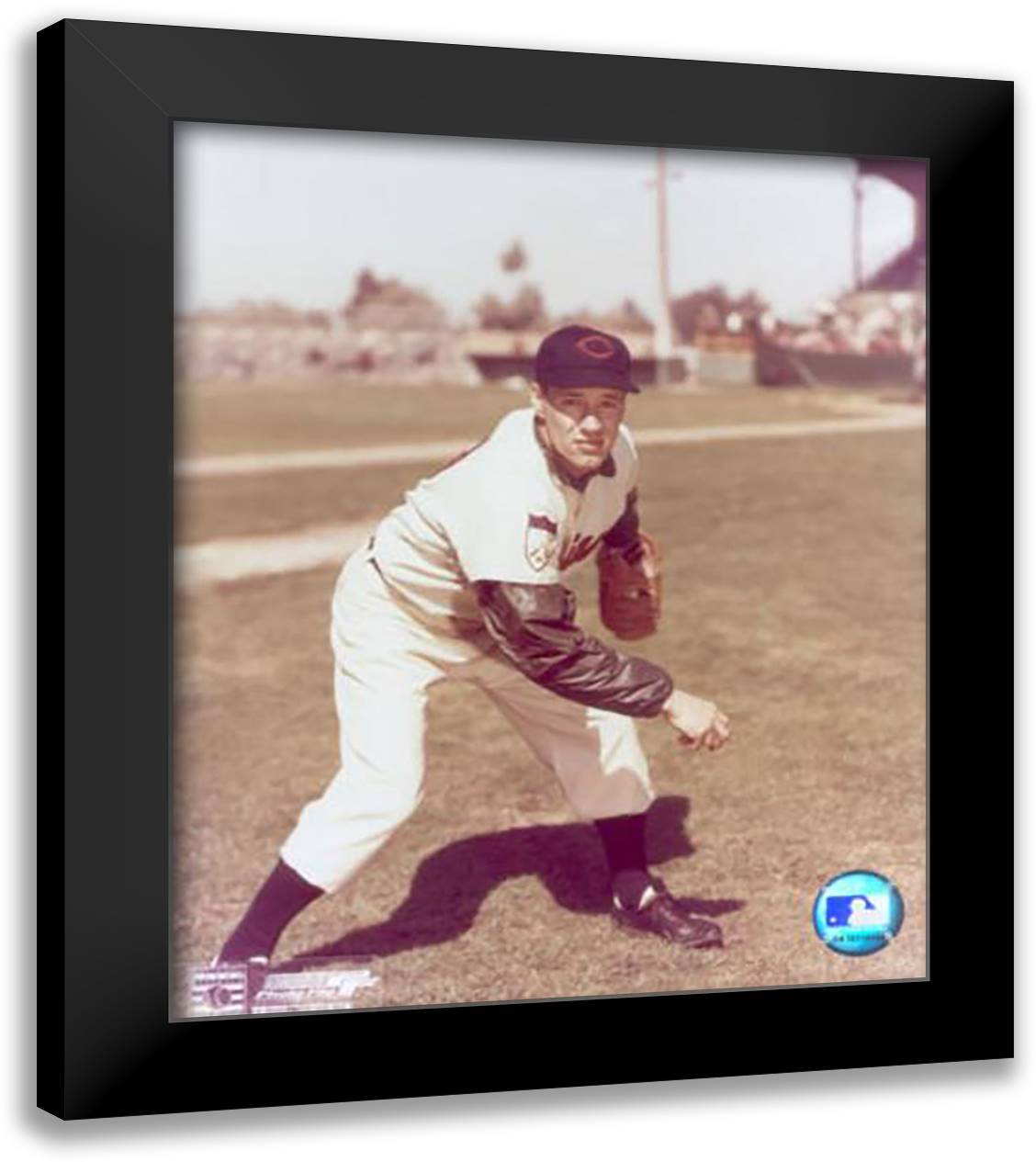 Bob Feller 20x24 Black Modern Wood Framed Art Print Poster