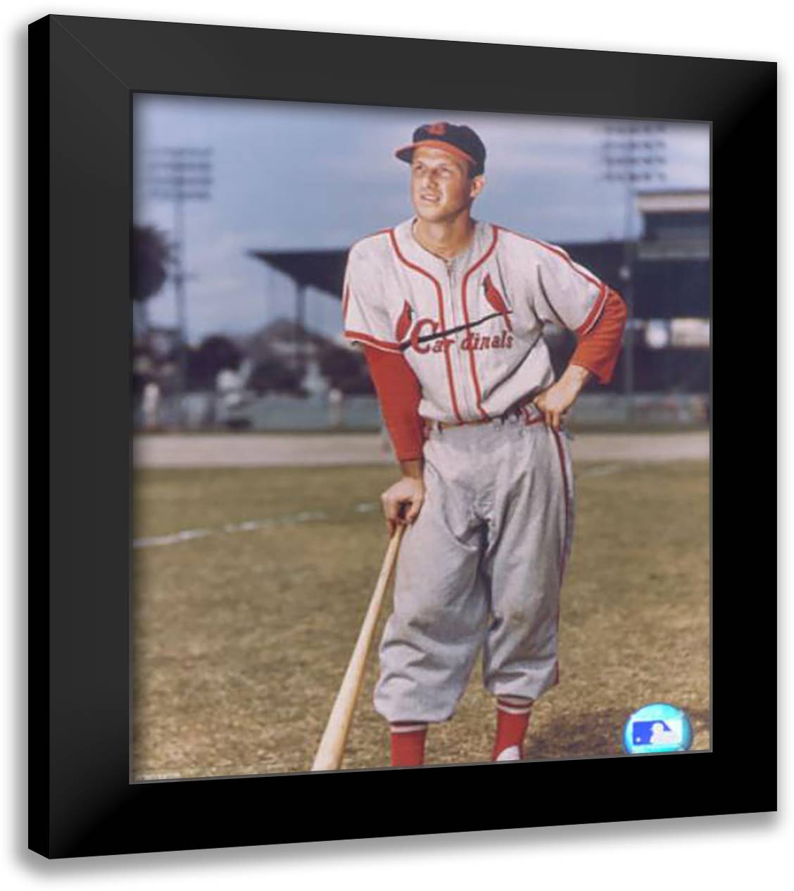 Stan Musial 20x24 Black Modern Wood Framed Art Print Poster