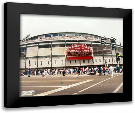 Wrigley Field - Outside/Color 24x20 Black Modern Wood Framed Art Print Poster