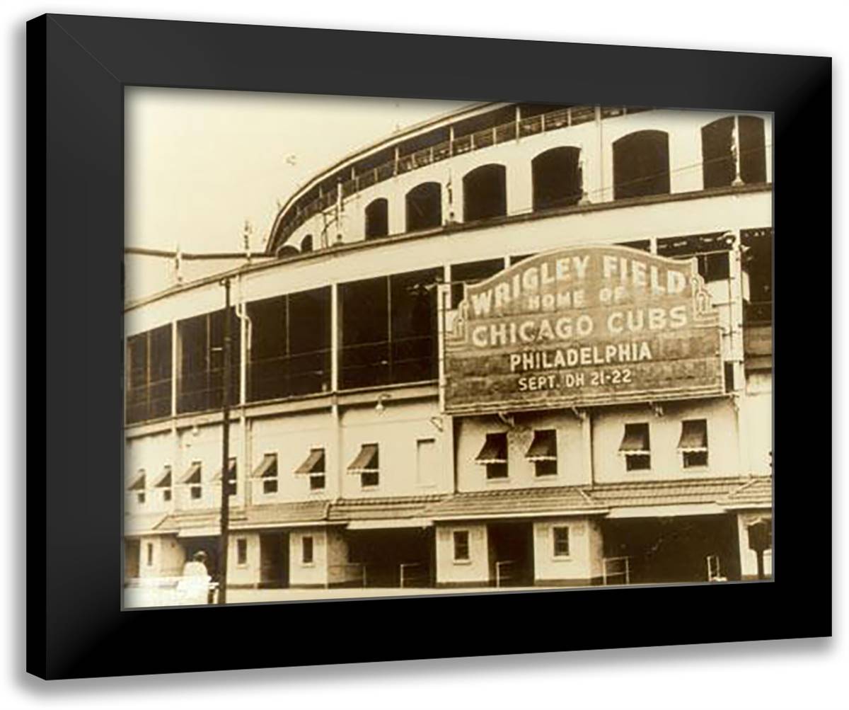 Wrigley Field - Outside/Sephia 24x20 Black Modern Wood Framed Art Print Poster