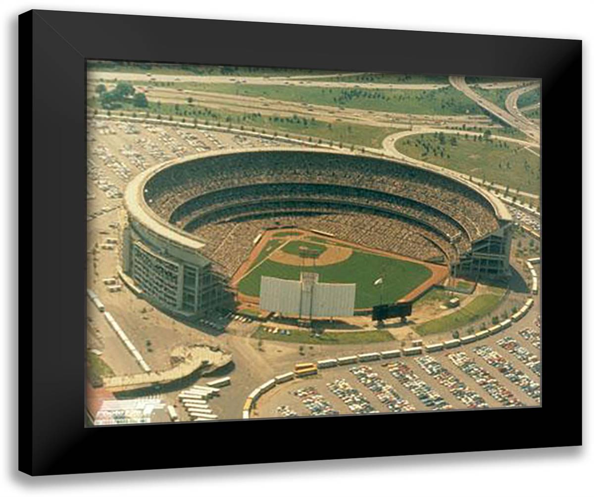 Shea Stadium - Arial View 24x20 Black Modern Wood Framed Art Print Poster