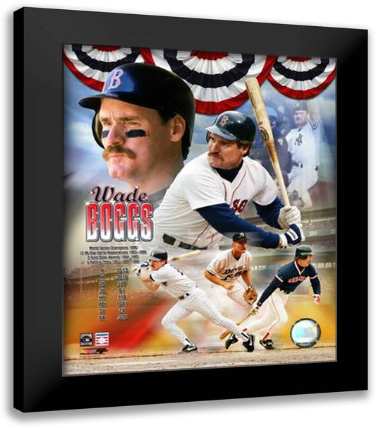 Wade Boggs - Legends Composite 20x24 Black Modern Wood Framed Art Print Poster