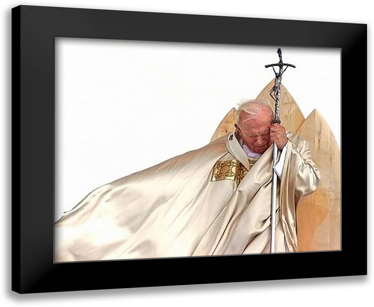 Pope John Paul II 1920 - 2005 (H) 24x20 Black Modern Wood Framed Art Print Poster