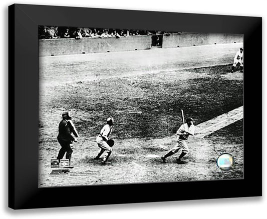 Babe Ruth - 1927 60th Home Run 24x20 Black Modern Wood Framed Art Print Poster