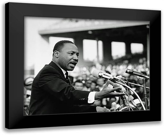 Rev. Dr. Martin Luther King Jr. Speaking (#8) 24x20 Black Modern Wood Framed Art Print Poster