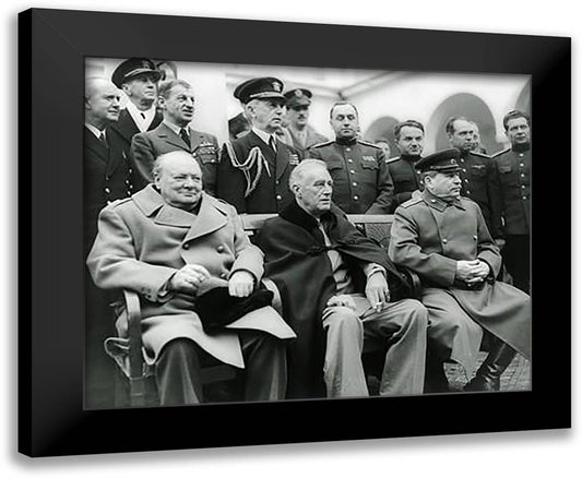 Winston Churchill, Franklin D. Roosevelt and Joseph Stalin at Yalta in 1945. (#6) 24x20 Black Modern Wood Framed Art Print Poster