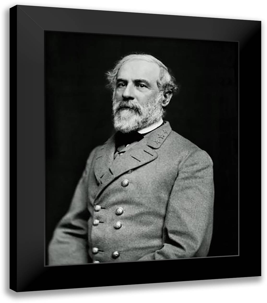 Portrait of General Robert E. Lee (#3) 20x24 Black Modern Wood Framed Art Print Poster