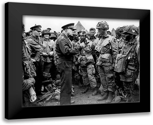 General Dwight D. Eisenhower with 101 Airbourne (#2) 24x20 Black Modern Wood Framed Art Print Poster