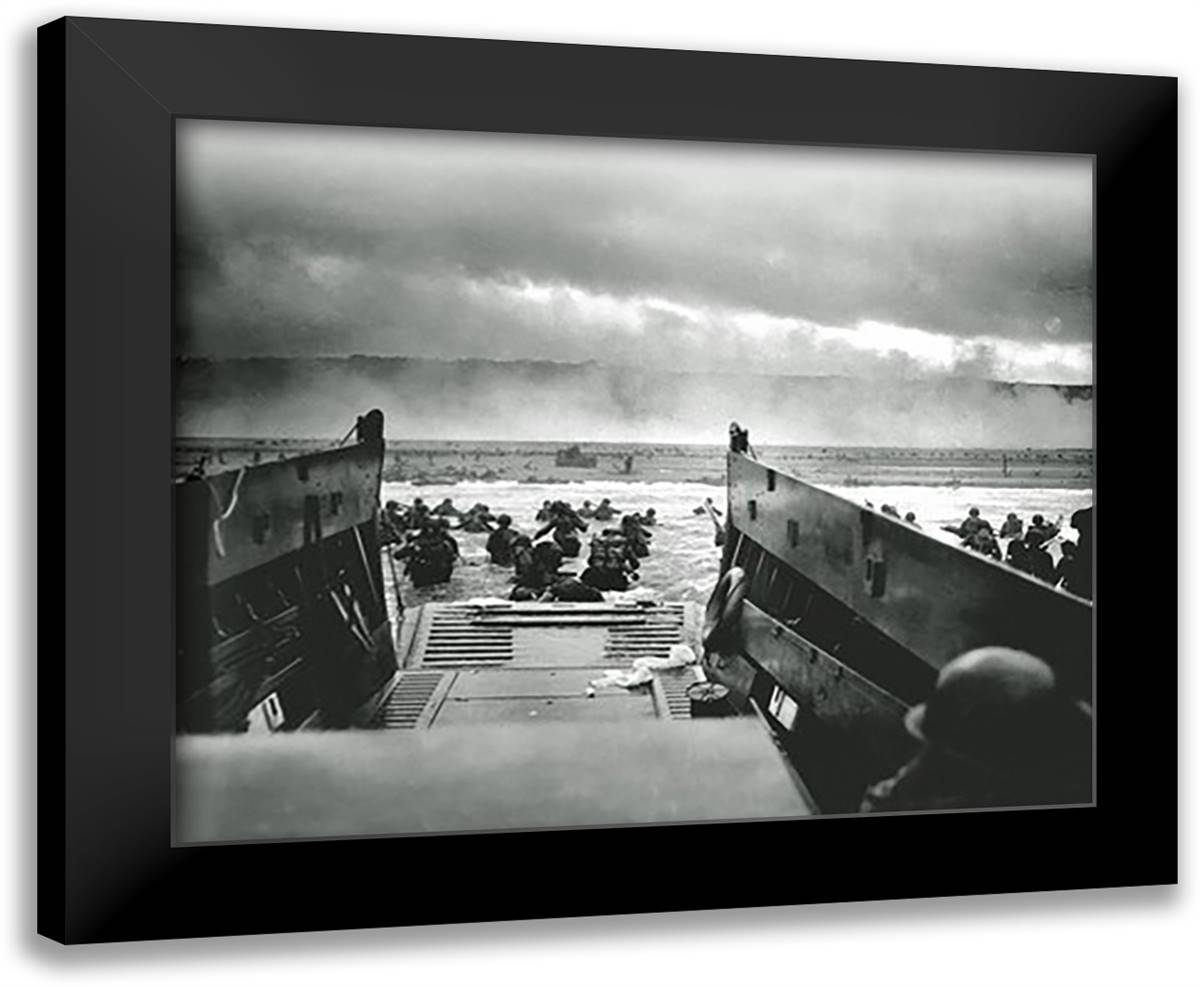 The Morning of June 6, 1944 (D-Day) at Omaha Beach (#1) 24x20 Black Modern Wood Framed Art Print Poster