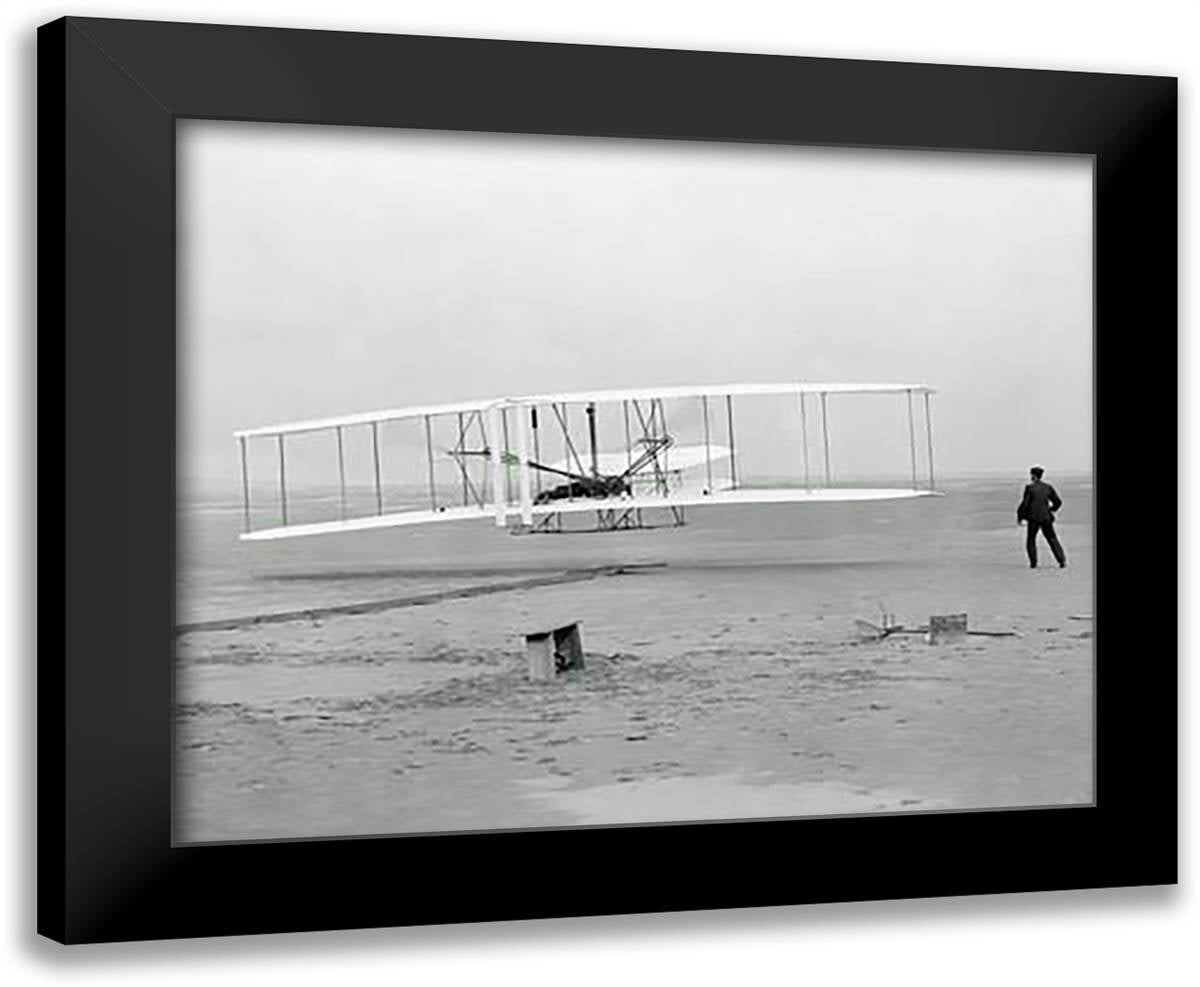 First Flight Kitty Hawk, N. Carolina Orville & Wilbur Wright (#5) 24x20 Black Modern Wood Framed Art Print Poster