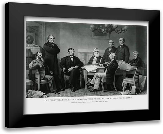 President Lincoln First Reading of the Emancipation Proclamation (#4) 24x20 Black Modern Wood Framed Art Print Poster