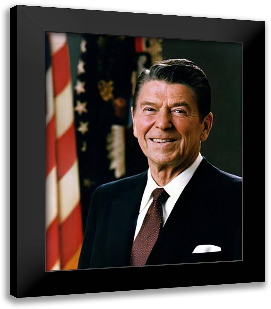 Official Portrait of President Ronald Reagan (#9) 20x24 Black Modern Wood Framed Art Print Poster
