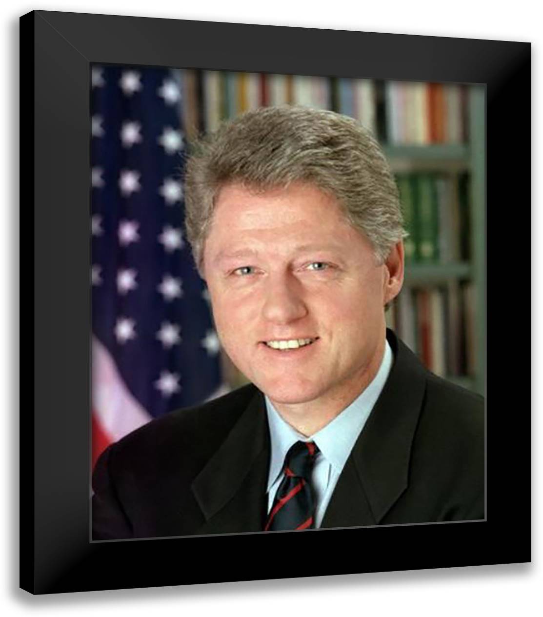 Official Portrait of President William Jefferson Clinton (#10) 20x24 Black Modern Wood Framed Art Print Poster