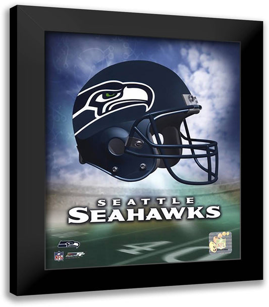 Seattle Seahawks Helmet Logo 12x14 Black Modern Wood Framed Art Print Poster