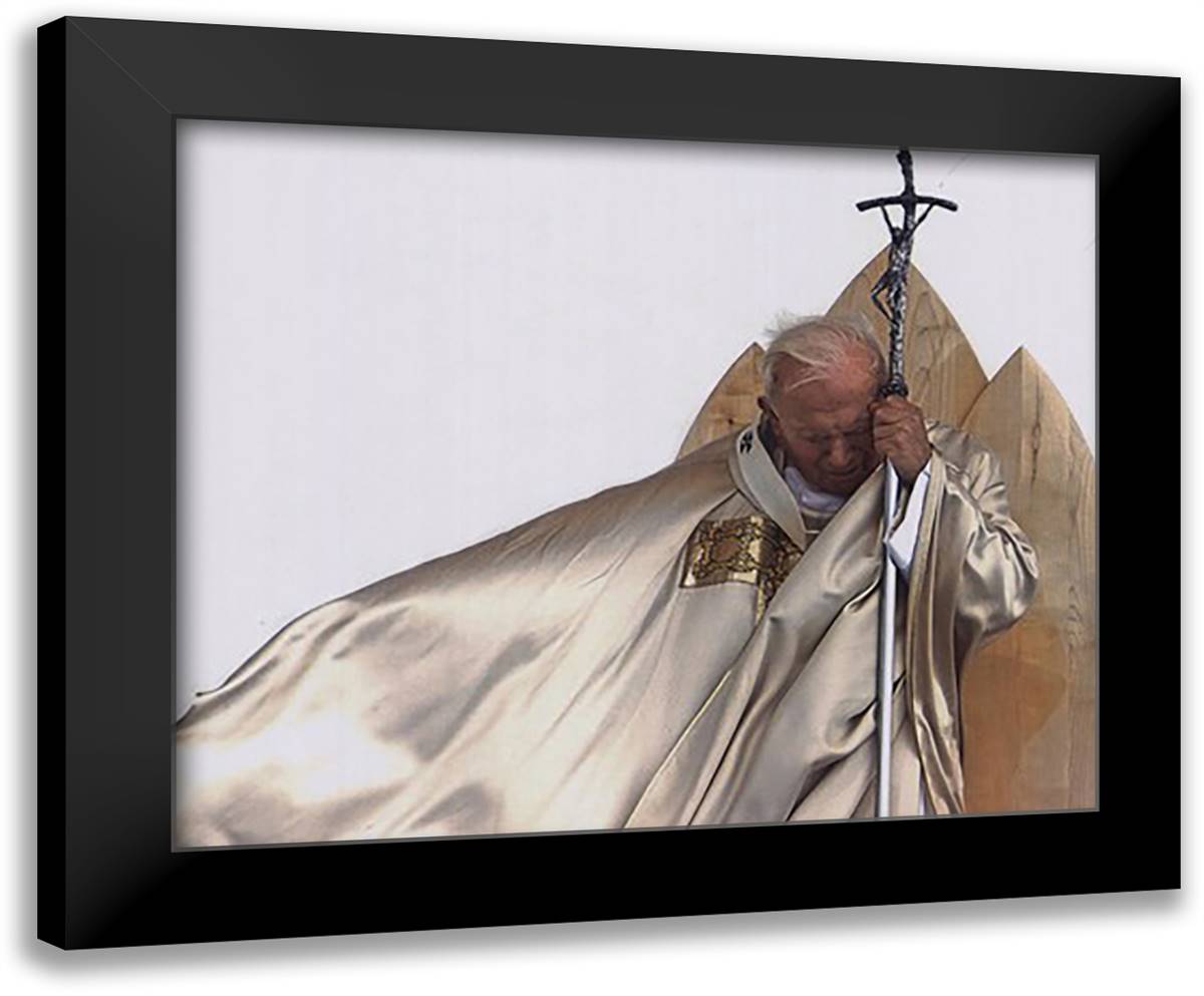 Pope John Paul II 1920 - 2005 (H) 14x12 Black Modern Wood Framed Art Print Poster