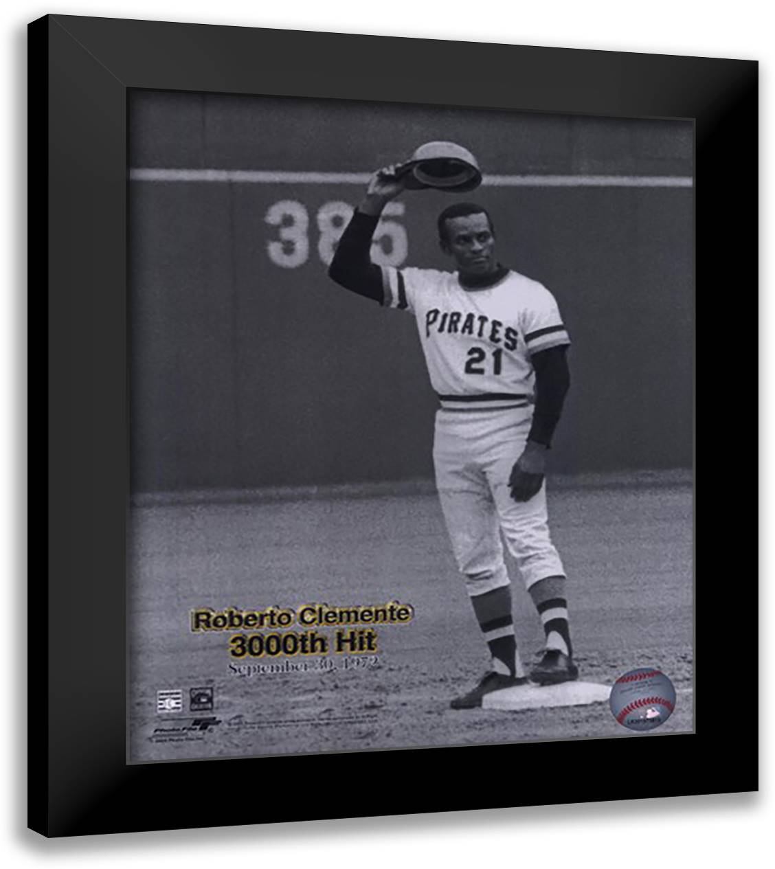 Roberto Clemente - 9/30/72 3000 Hit 12x14 Black Modern Wood Framed Art Print Poster