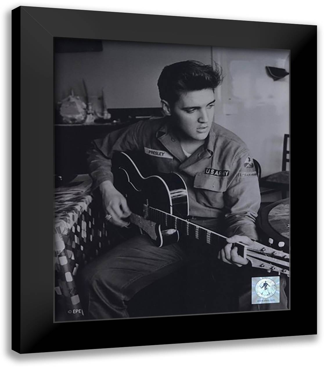 Elvis Presley wearing US Army jacket (#2) 12x14 Black Modern Wood Framed Art Print Poster